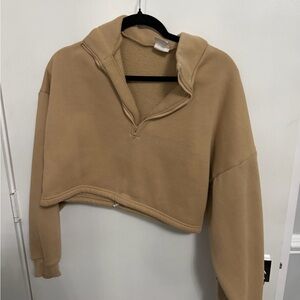 Tan Cropped Hoodie